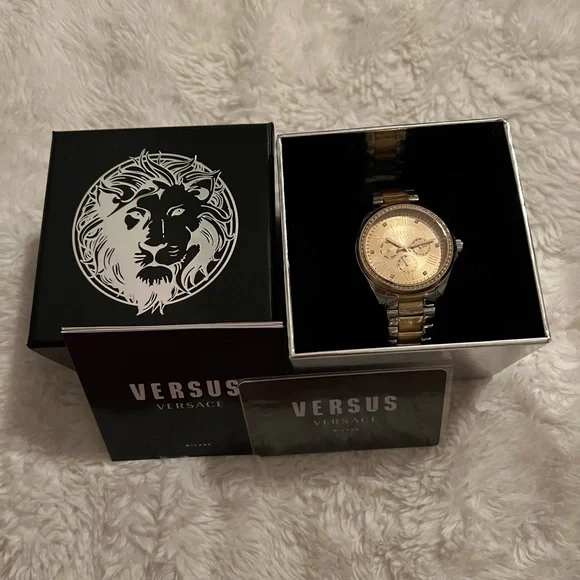 Versus Versace Elmont Gold & Swarovski Crystal Bracelet Watch Watches